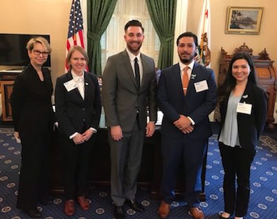 Graduate Division Dean and Vice Provost for Graduate Education Robin Garrell, graduate student Chelsea Shover, California state assemblyman Ian Calderon, Gonzalez, and UCLA undergraduate Jennifer Brice.