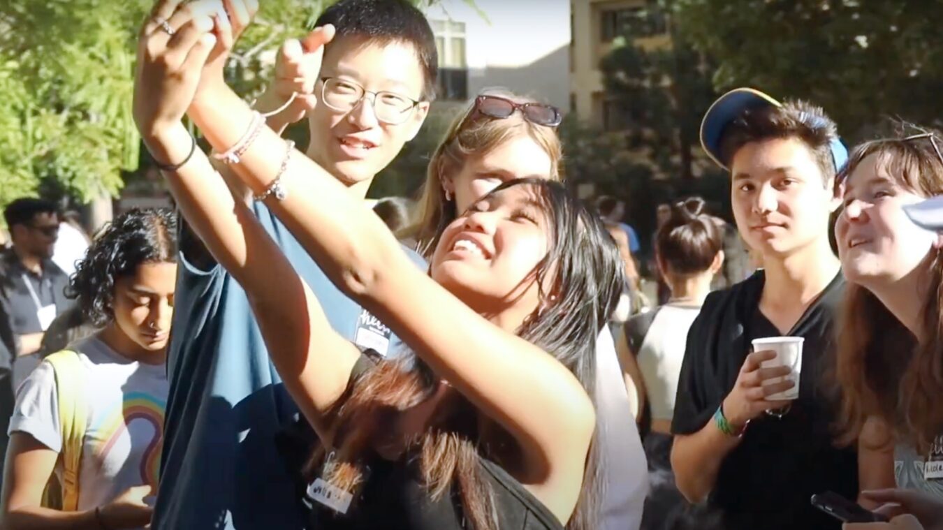 Selfie of students at welcome event