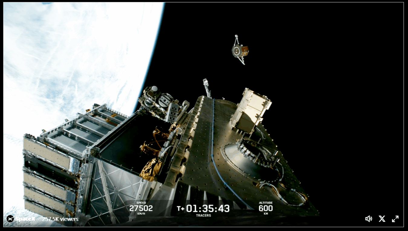 TRACERS Space Vehicle 2 (SV2) from Falcon 9